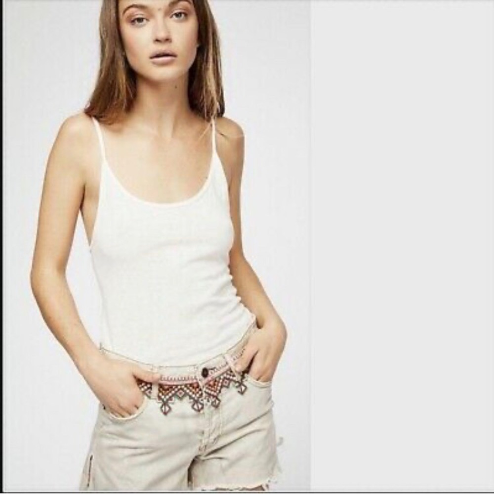 NWT Free People | High Rise Tan Tribal Cutoffs
